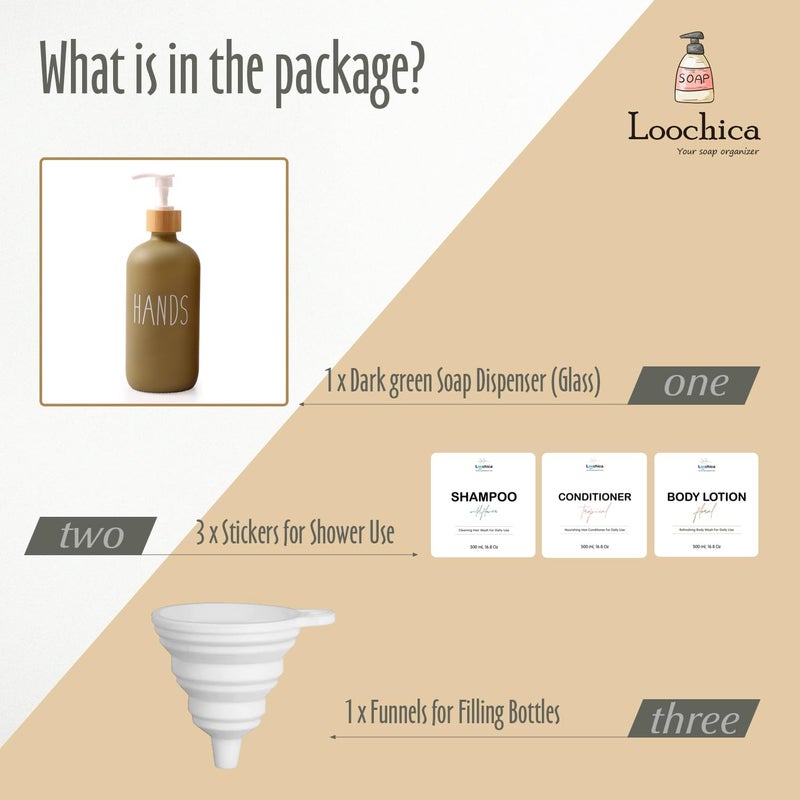 Loochica Sage Green Glass Kitchen Soap Dispenser, Detergent Dispenser or Hands Soap Dispenser for Kitchen Sink, Modern Sage Green Decor Soap Pump for Kitchen Organization - Image 2
